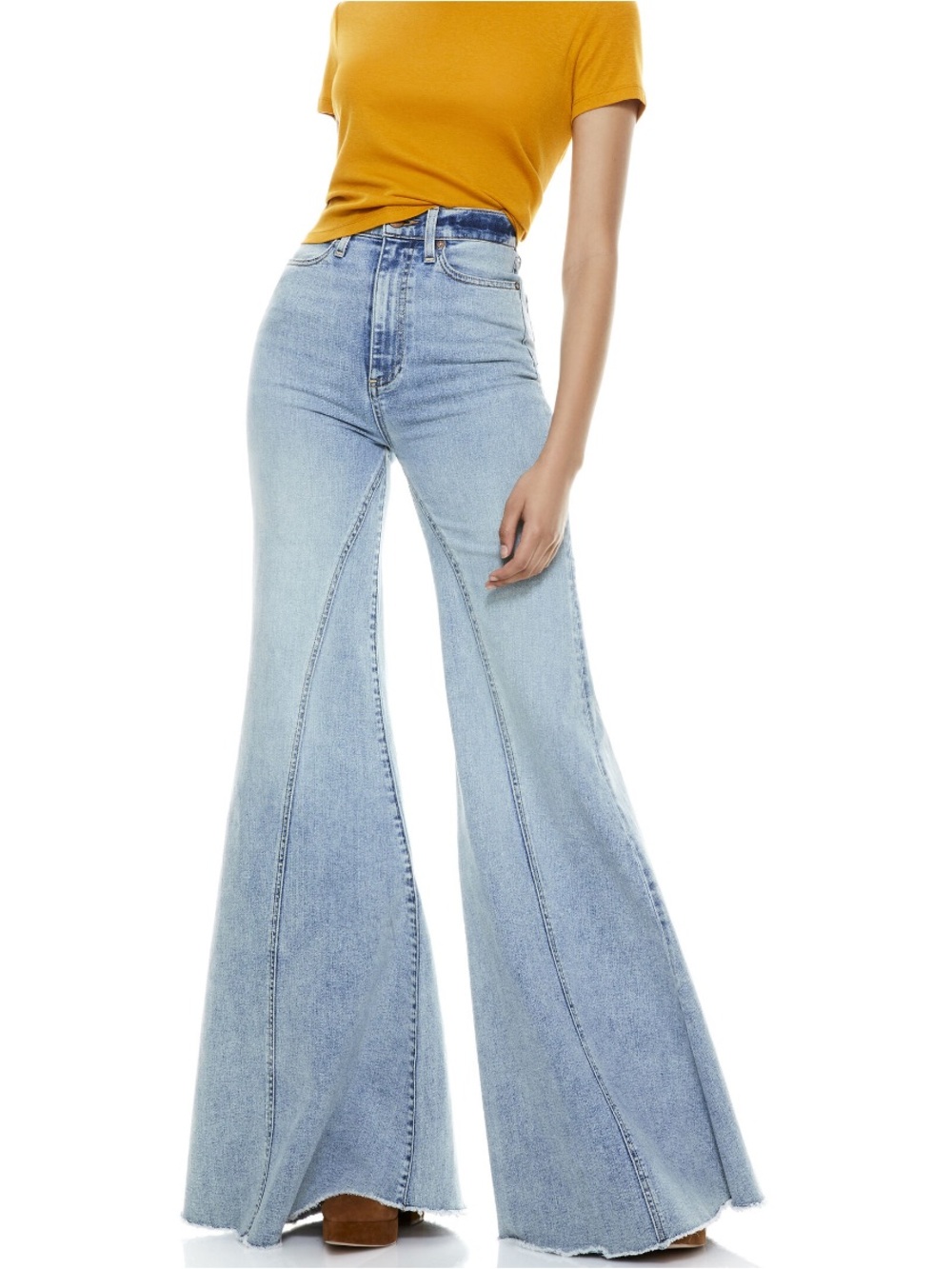 Alice + Olivia Light High-Waist Flare Jeans in Wildfire